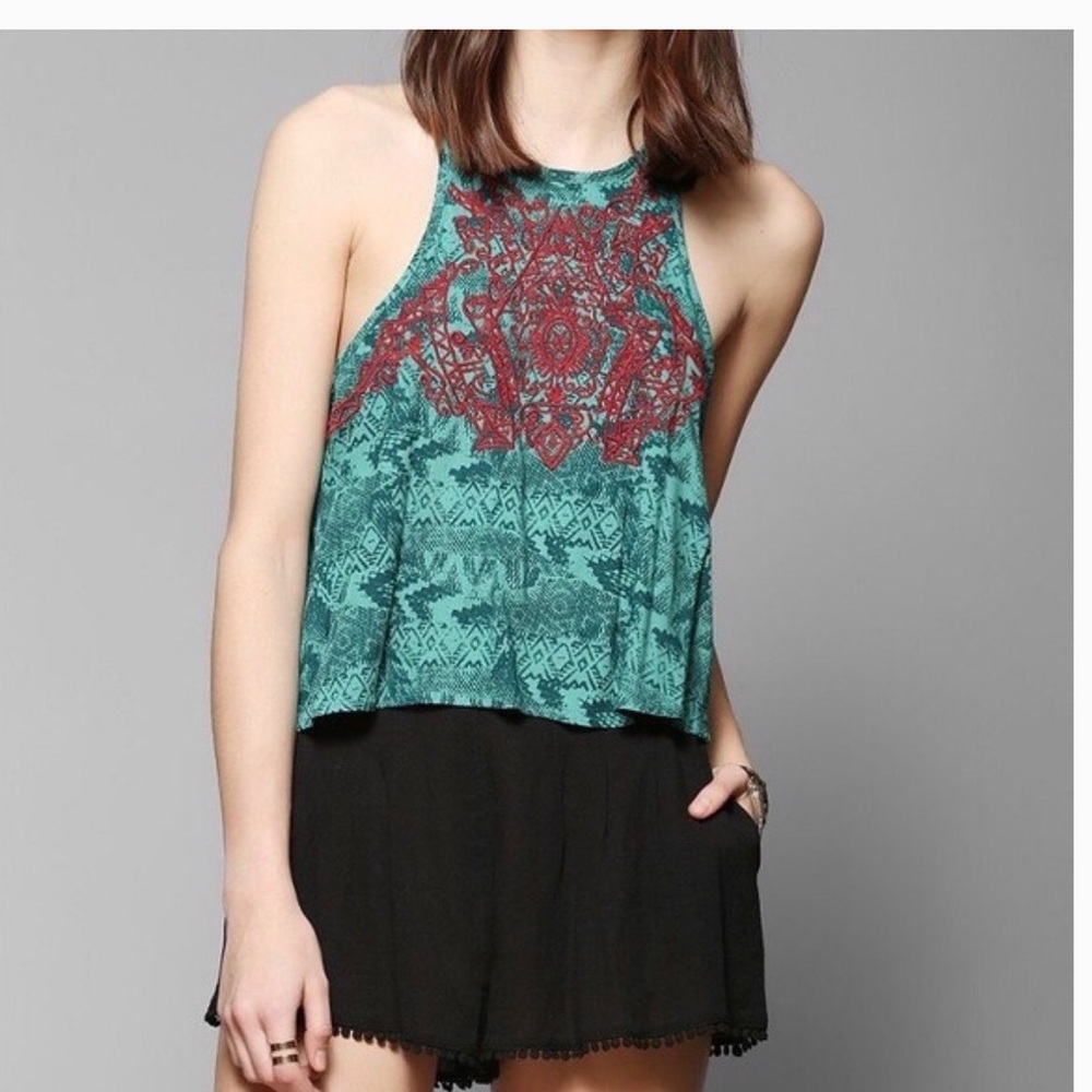 Urban outfitters green embroidered tank top.